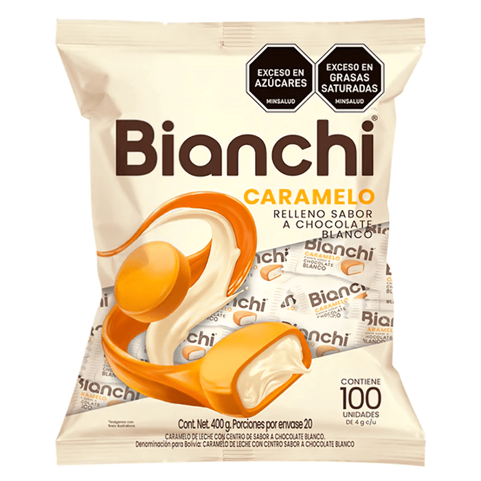 Bianchi Caramelo Relleno Chocolate Blanco - 100 Unidades - Sabores Market
