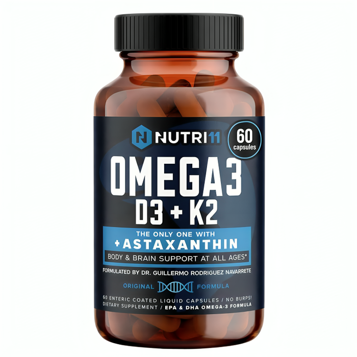 Nutri11 Omega-3 + D3 + K2 con Astaxanthin 60 Cap