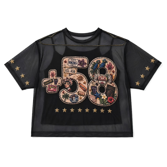 Blusa Venezuela +58 Negra - Talla Unica