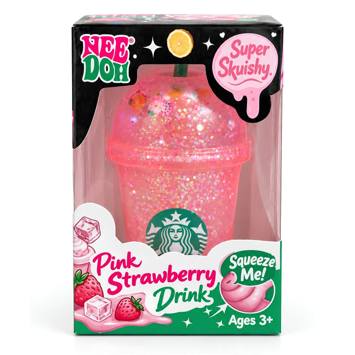 NeeDoh Squishy Pink Strawberry Drink Juguete Antiestres