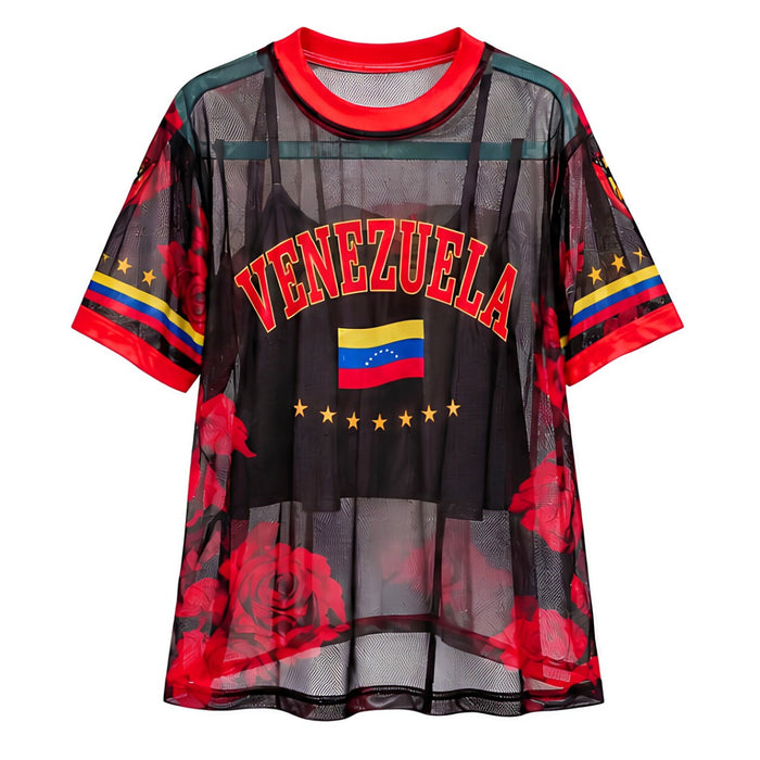 Camiseta Mesh - Roja con Negro Venezuela