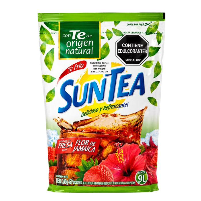 Sun Tea Mezcla de Te en Polvo sabor a Fresa con Flor de Jamaica 240g
