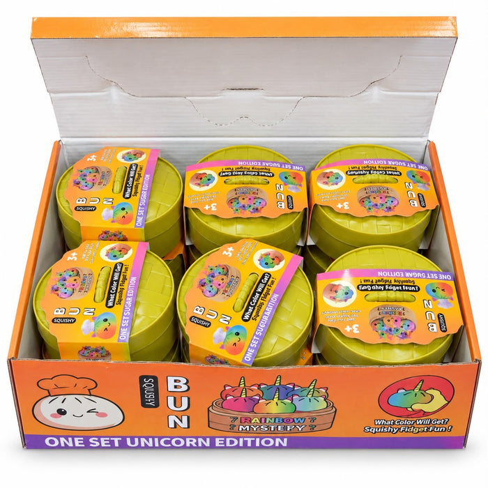 Caja de Squishy Rainbow Bun 12 pcs - Sabores Market
