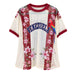 Camiseta Mesh - Blanca con Rojo y Flores - Sabores Market