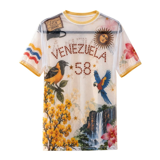 Camiseta Mesh de Venezuela - Blanca +58 - Sabores Market