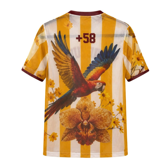 Camiseta Mesh de Venezuela - Rayas Amarillas Orquídea - Sabores Market
