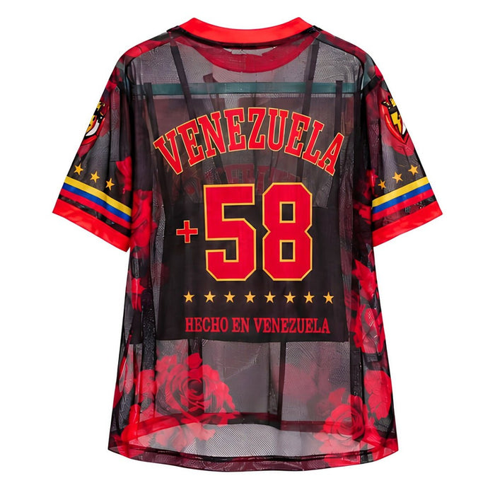 Camiseta Mesh - Roja con Negro Venezuela - Sabores Market