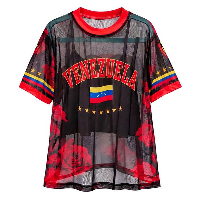 Camiseta Mesh - Roja con Negro Venezuela - Sabores Market