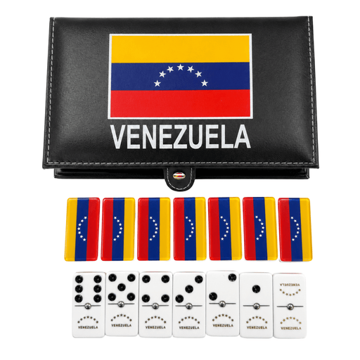 Domino Venezuela 7 estrellas Láminas de acrílico estuche de cuero - Sabores Market