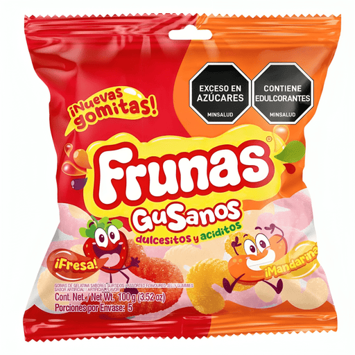Fruna Gusanos Fresa y Mandarina 100gr - Sabores Market