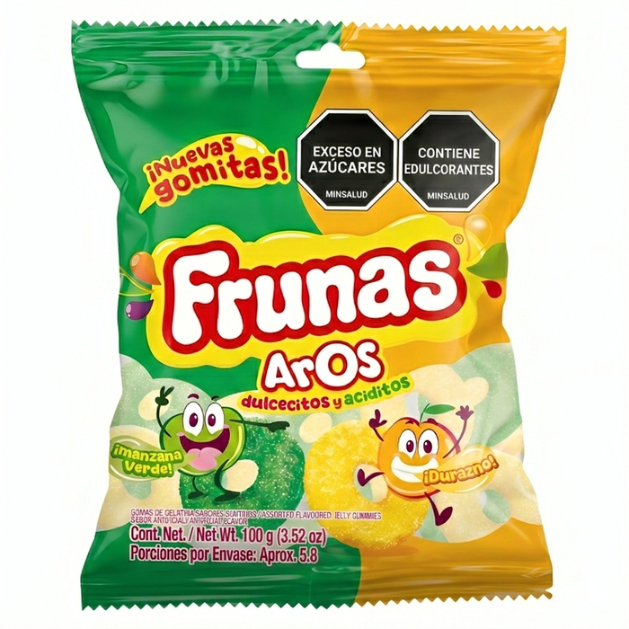 Frunas Aros Manzana Verde y Durazno 100gr - Sabores Market