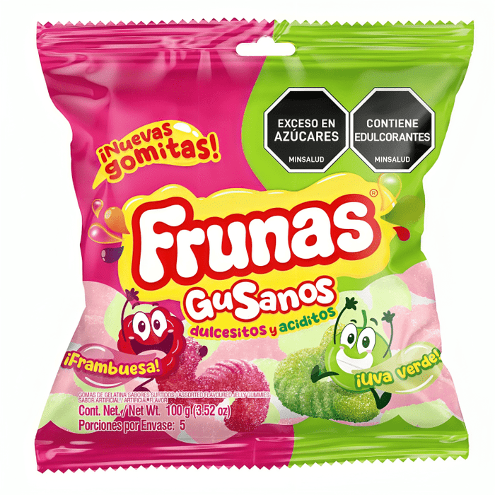 Frunas Gusanos Frambuesa y Uva verde 100gr - Sabores Market