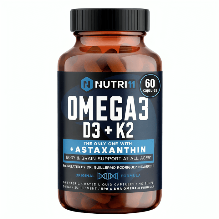 Nutri11 Omega-3 + D3 + K2 con Astaxanthin 60 Cap - Sabores Market