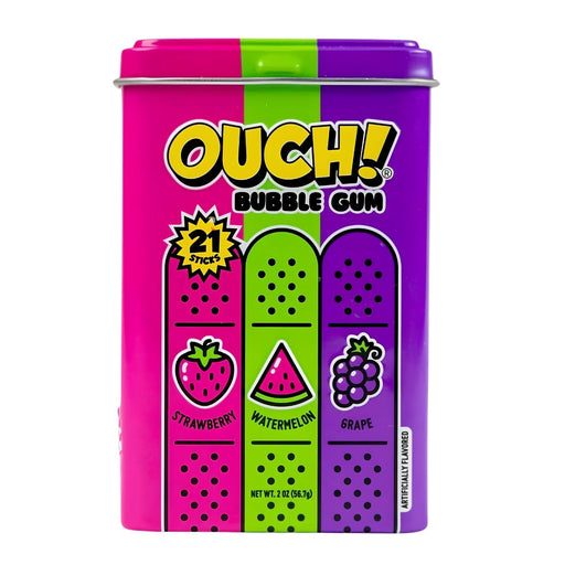 Ouch! Bubble Gum Barritas de Chicle sabor Fresa, Sandia y Uva 56.7g - Sabores Market