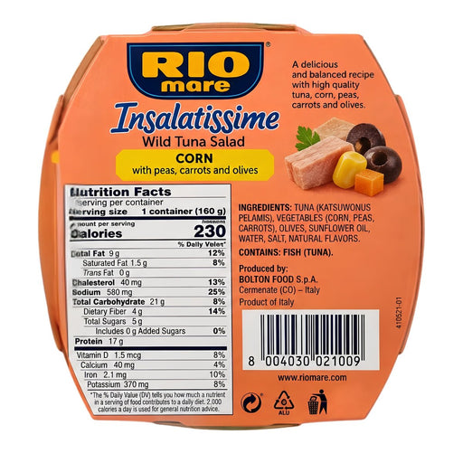 Rio Mare Insalatissime Ensalada de Atun con Maiz 160g - Sabores Market
