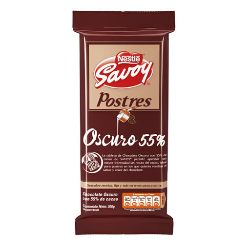 Savoy Chocolate Oscuro 55% 200g - Sabores Market