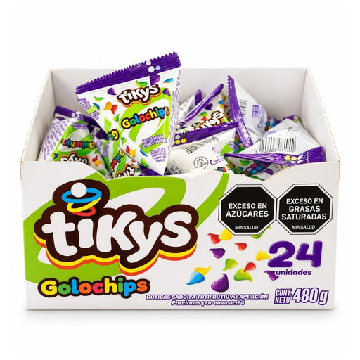 Tikys Golochips Goticas de Chocolate con sabor a Tutifrutti 20g - Sabores Market
