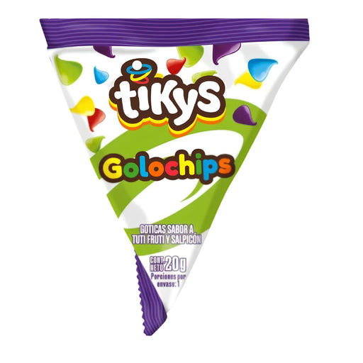 Tikys Golochips Goticas de Chocolate con sabor a Tutifrutti 20g - Sabores Market