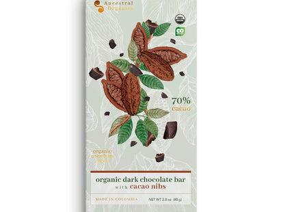 Ancestral Organic Dark Chocolate Bar With Cacao Nibs - Sabores Market