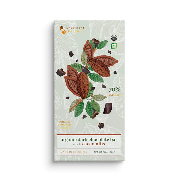Ancestral Organic Dark Chocolate Bar With Cacao Nibs - Sabores Market